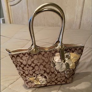 Coach Gold Floral Appliqué Tote